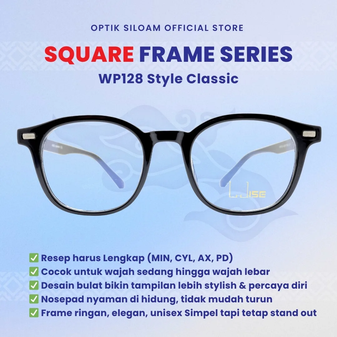 Kacamata WISE WP128 Square Series Frame Semi Kotak Kecil Unisex Pria Wanita Frame Fleksibel