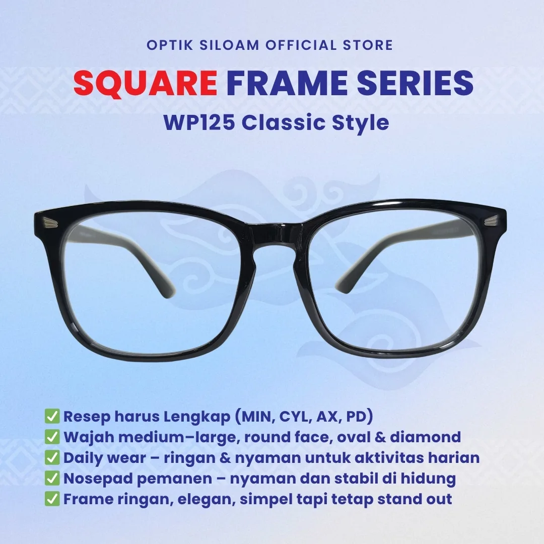 Kacamata WISE WP125 Square Series Frame Kotak Unisex Pria Wanita Frame Fleksibel
